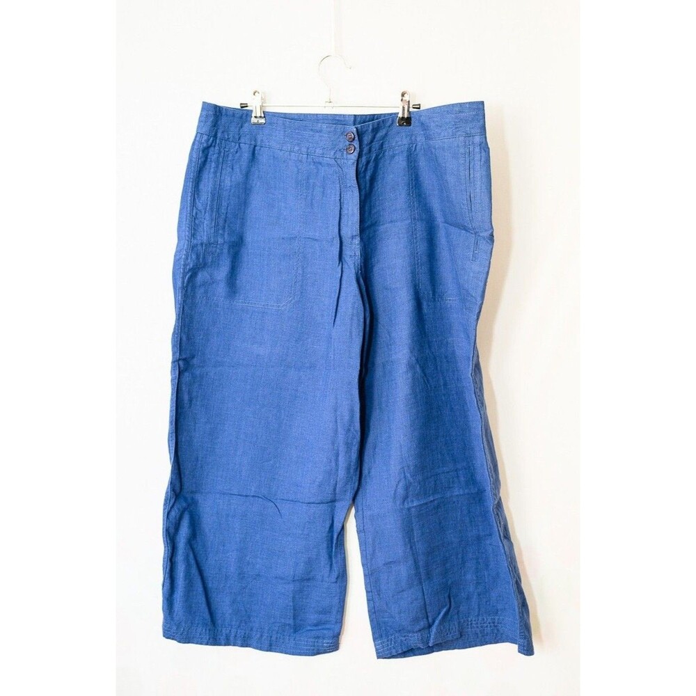 Poetry Pants blue linen‎ nwot US 16-18 relaxed fit lagenlook crop